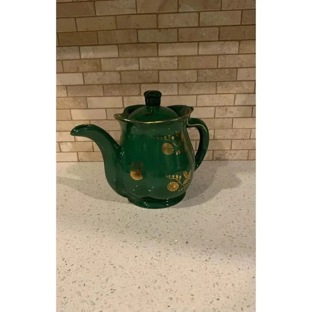 Pearl Green Teapot with 22K Gold Trim